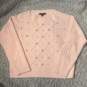 Ann Taylor Light Pink Embellished Sweater